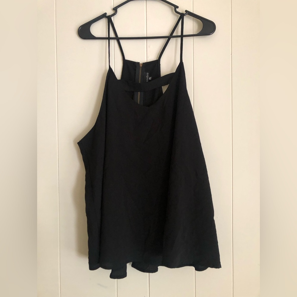 black tank with keyhole cutout on chest